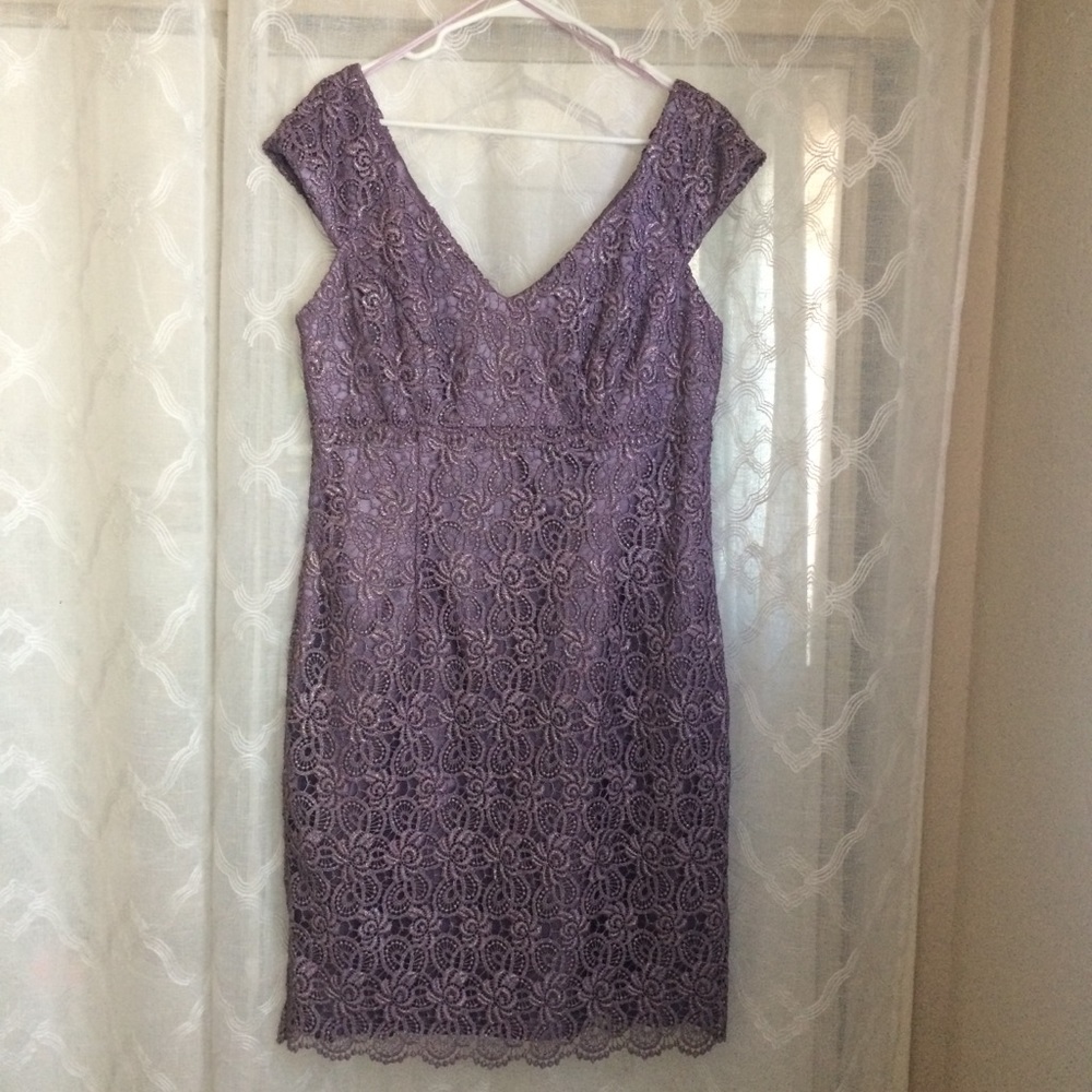 Nordstrom Patea Lavender Lace Shift Dress size 14